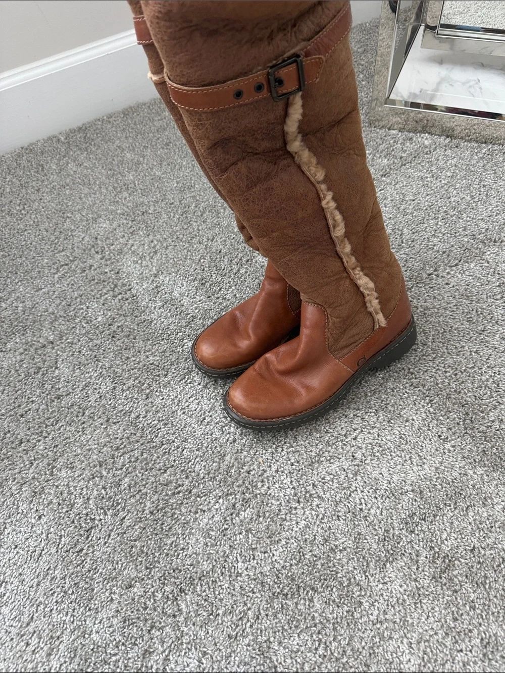 Born Tall Shearling-Trim Boots - Brown - Picture 5 of 9